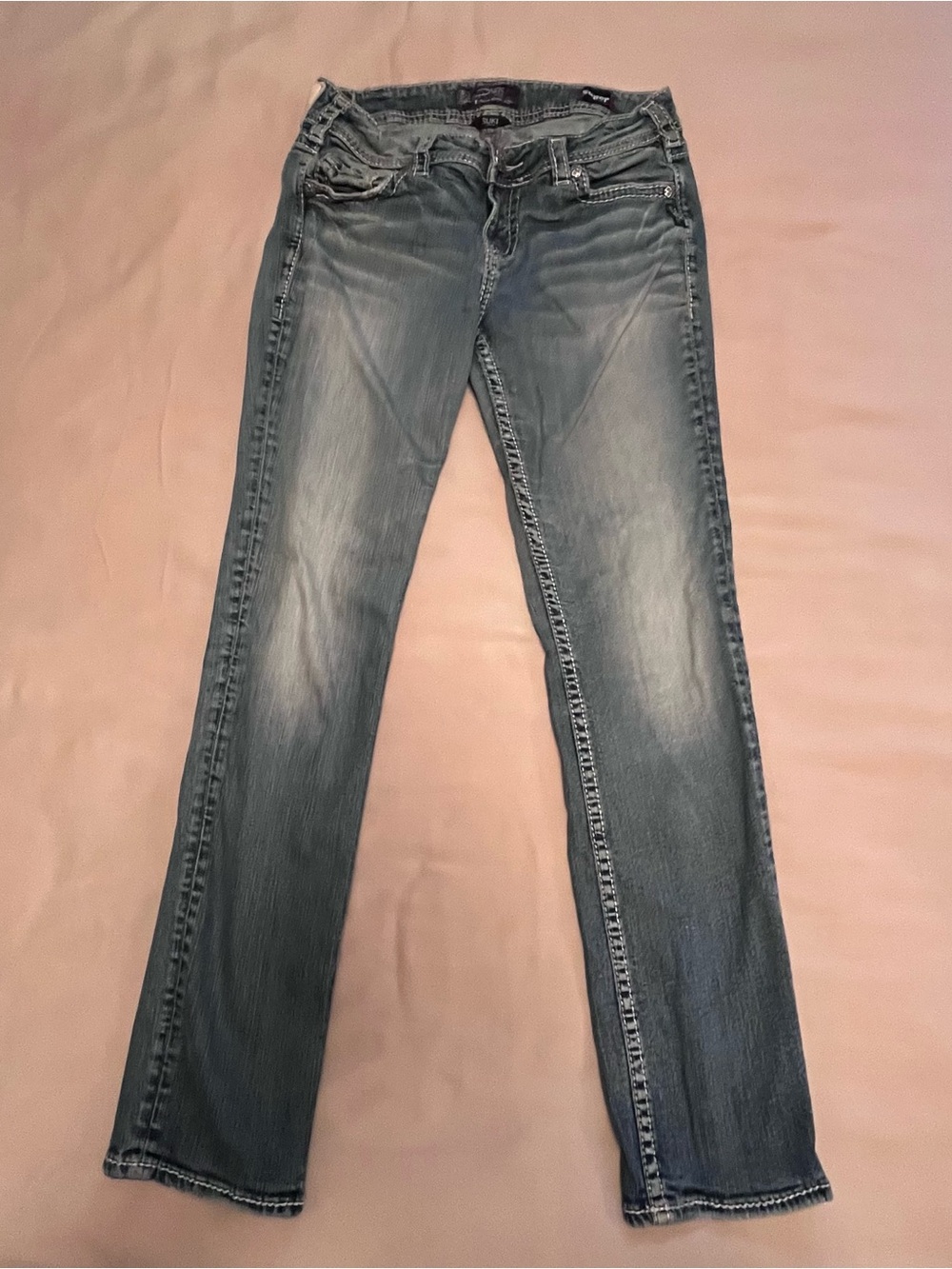 Silver Jeans Suki Super Stretch Women's Faded Mid-Rise Blue Skinny Jeans